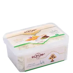 شیرینی پشمک بدون شکر جعبه پلاستیکی سنتی یزد 450 گرمی