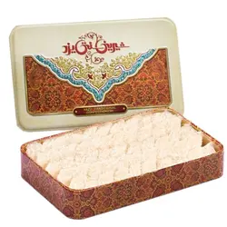 لوز نارگیل ساده طرح جعبه فلزی سنتی یزد 450 گرمی