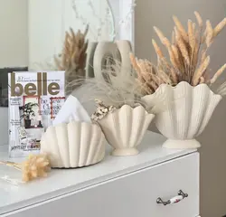 گلدان رومیزی دکوراتیو صدف در دو سایز_باکس دستمال صدف کد1079