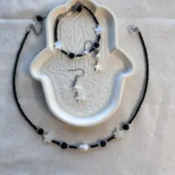 ست دستبند و گردنبند چوکر سنگ مرجان