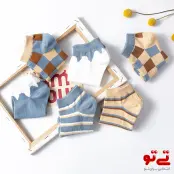 جوراب دخترانه سفید آبی مدل 2127