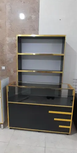 ست قفسه و ویترین ام دی اف مشکی مدرن فروشگاهی و اداری مغازه