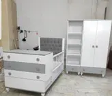 سرویس خواب و کمد و پاتختی ام دی اف مدرن کمد و سیسمونی چوب و فلز ورناصری