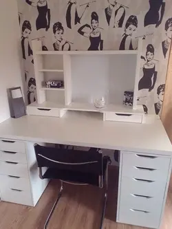 میز گیمینگ ام دی اف مدرن سفید کشو CNC مدل قفسه دار