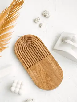 سینی چوبی بلوط | سینی فانتزی بلوط و گردو | سینی با روغن چوب