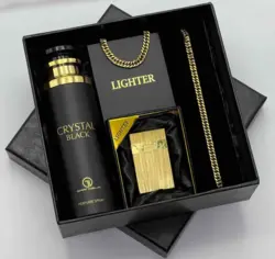 پک اکسسوری مردانه کد۵۴شامل ست دستبند و گردنبند و اسپری،فندک