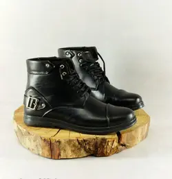 نیم بوت مردانه چرمی مشکی، بادوام و مقاوم دوردوخت کامل، ارسال رایگان کد 2194