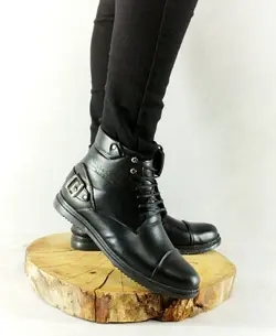 نیم بوت مردانه چرمی مشکی، بادوام و مقاوم دوردوخت کامل، ارسال رایگان کد 2194