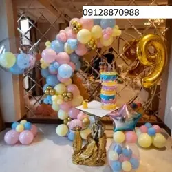 بادکنک آرایی تولد طرح رنگین کمانی