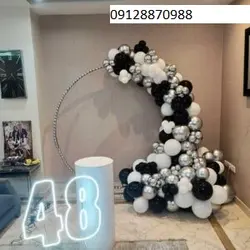 بادکنک آرایی تولد رنگ سفید نقره ای مشکی
