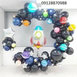 بادکنک آرایی تولد طرح کهکشان مشکی