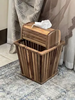 سطل چوبی طرح مربع با چوب گردو