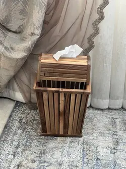 سطل چوبی طرح مربع با چوب گردو