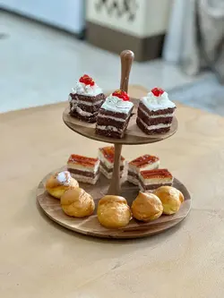 شیرینی خوری چوبی 2 طبقه طرح گرد