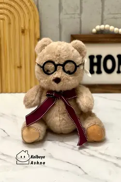 عروسک پولیشی خرس عینکی پاپیون دار