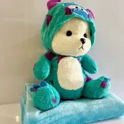 عروسک خرس لباس سالیوان بالشتی پتودار