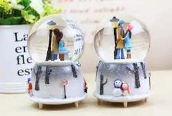 گوی موزیکال عاشقانه برفی دختر و پسر عاشق هدیه ولنتاین و تولد سایز بزرگ