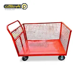 ترولی 85*125 با چرخ دایکاست 25 سانتی 3 طرف توری 60 سانت