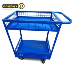ترولی گاری دستی ابزار 2 طبقه با چرخ دایکاست - کد 610