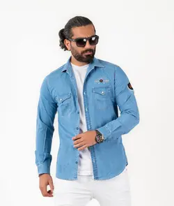 پیراهن لی مردانه استین بلند جنس پارچه لی