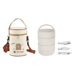 ظرف سفری مدل دو طبقه به همراه ست قاشق و کیف