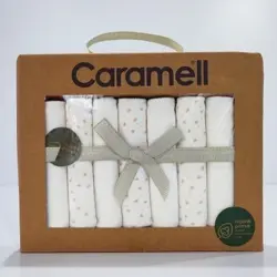 دستمال کتان 7 عددی نوزاد سفید کارامل CARAMELL