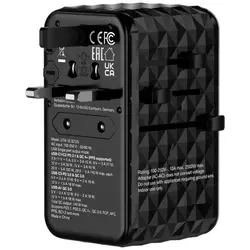 تبدیل پریز برق و شارژر دیواری مسافرتی پاورولوژی P140WPDBK - قیمت14 بهمن - کلاسیک 1360