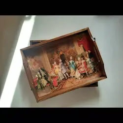 سینی چوبی پذیرایی تمام چوب روس طرح فرانسوی سایز بزرگ 30 در 40