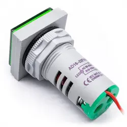 ولت‌متر و آمپرمتر چراغ سیگنالی AC500V-100A سبز مربعی مدل AD16-22FVAAD16-22FVA