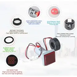 ولت‌متر و آمپرمتر چراغ سیگنالی AC500V-100A سبز مربعی مدل AD16-22FVAAD16-22FVA