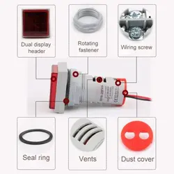 ولت‌متر و آمپرمتر چراغ سیگنالی AC500V-100A سبز مربعی مدل AD16-22FVAAD16-22FVA