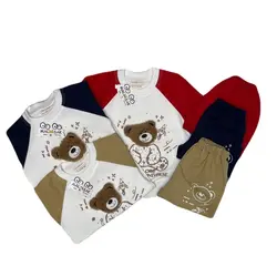 بلوز و شلوار نوزادی طرح خرسی برجسته