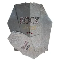 ست دورس و شلوار دخترانه طرح ROCK پولک‌دوزی
