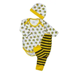 نوزادی سه تکه زیردکمه و شلوار با طرح زنبوری