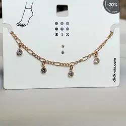 پابند استیل آویز دار نگین زیرکنیا طلایی - فروشگاه زرمیس