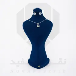 نیم ست نقره عیار 925 خارجی کد WSV0122 طرح قلب سبز و بنفش | نقره سفید