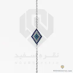 دستبند نقره عیار 925 ایرانی کد NID0094 طرح لوزی چشم و نظر | نقره سفید