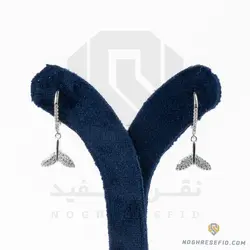 گوشواره نقره عیار 925 خارجی کد WSB0103 طرح دم دلفین | نقره سفید
