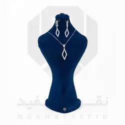 نیم ست نقره عیار 925 ایرانی کد NID0053 طرح لوزی