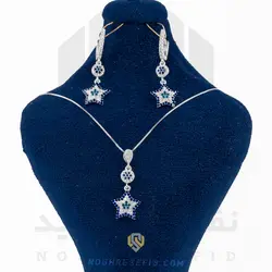 نیم ست نقره عیار 925 ایرانی کد NID0054 طرح ستاره چشم و نطر