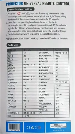 ریموت کنترل ویدئو پروژکتور مدل CRC1905