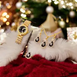 ست ساعت و زیورآلات زنانه طلایی