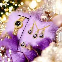 ست ساعت و زیورآلات زنانه طلایی