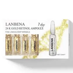 پک ۷ عددی ویال آمپولی رتینول و طلا برند لانبنا LANBENA