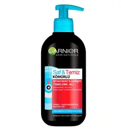 ژل شستشوی صورت گارنیر مدل Saf & Temiz عصاره زغال فعال GARNIER