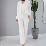 ست سه تیکه کت شلوار جلیقه کرپ مازراتی گرم بالا درجه یک و مزونی سایز 34 تا 60