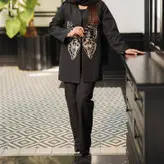 ست کت و شلوار بگ مجلسی خرجکار مخمل گلدوزی طرح پروانه سایز 40 تا 44