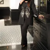 ست کت و شلوار بگ مجلسی خرجکار مخمل گلدوزی طرح پروانه سایز 40 تا 44