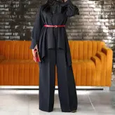 ست ویژه مانتو شلوار کمربند مازراتی مزونی سایز 38 تا 46 دوخت سفارشی