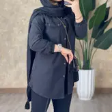 شومیز مانتویی جین لی کاغذی بغل زیپ دارو سنگشور شده